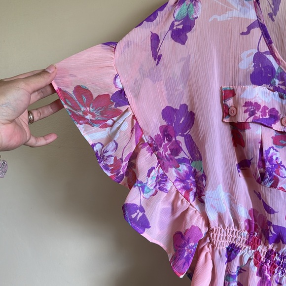 Candies cute floral pink and purple blouse S - Picture 4 of 5